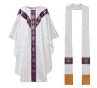 Church Robe with Tassel Stole Celebrant Luxury Chasuble Priest Costume Catholic Father Thick Mass Vestments