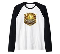 Church Softball Team Joke We're Just Here for The Fellowship Raglan Baseball Tee