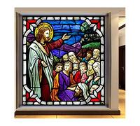 Church Stained frosted film for windows Film, No-Glue 3D Privacy Window Sticker, Religious Figures Static Decorative Film frosted glass film self adhesive Home Office,Q,45x60cm(18"x24")