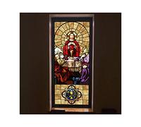 Church Stained Glass Film - No-Glue 3D Privacy Window Sticker, Religious Figures Static Decorative Film, Home Office, 45x60cm (18"x24")