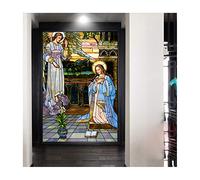 Church Stained Glass Film - No-Glue 3D Privacy Window Sticker, Religious Figures Static Decorative Film, 45x60cm (18"x24")