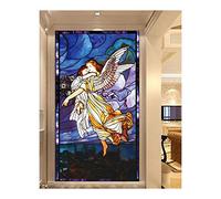 Church Stained Glass Frosted Film - No-Glue 3D Privacy Window Sticker, Religious Figures Static Decorative Film, Home Office, 45x60cm (18"x24")