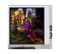 Church Stained Glass Frosted Film - No-Glue 3D Privacy Window Sticker, Religious Figures Static Decorative Film, Self-Adhesive, Home Office, 45x60cm (18"x24")