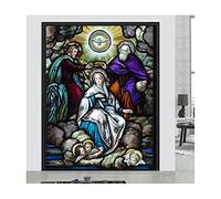 Church Stained Glass Frosted Film - No-Glue 3D Privacy Window Sticker, Religious Figures Static Decorative Film, Home Office, 60x90cm (24"x36")