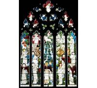 Church Stained Glass Window Gothic Cathedral Photography Backdrop 5x7ft | Holy Angel Christ Christianity Worship of Heaven Religion Background Church Decor Baptism Portrait Photoshoot Studio Props