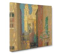 Church Street by Henri Le Sidaner Canvas Print | Gallery Wrapped 30mm Frame Wall Art | 14x14 inches | Ready to Hang | Modern Cityscape Picture | Living Room Bedroom Lounge Office
