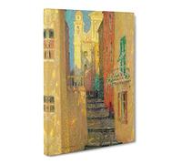 Church Street By Henri Le Sidaner Canvas Print | Gallery Wrapped 30mm Frame Wall Art | 30x20 inches | Ready to Hang | Classic Cityscape Picture | Living Room Bedroom Lounge Office