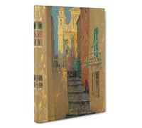 Church Street By Henri Le Sidaner Canvas Print | Gallery Wrapped 30mm Frame Wall Art | 30x20 inches | Ready to Hang | Classic Cityscape Picture | Living Room Bedroom Lounge Office