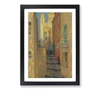 Church Street by Henri Le Sidaner Framed Print | A2 Black Framed Wall Art | Ready to Hang | Modern Religious Picture | Living Room Bedroom Lounge Office