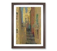 Church Street by Henri Le Sidaner Framed Print | A2 Walnut Framed Wall Art | Ready to Hang | Modern Religious Picture | Living Room Bedroom Lounge Office