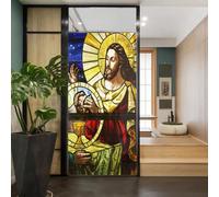 Church Style Stained Glass Window Film Decorative Privacy Non Adhesive Window Stickers for Home Office J18 90x180cm(35.4" x70.9)