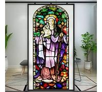 Church Style Stained Glass Window Privacy Film Static Cling Window Treatments - Decorative Film for Siding, Glass Door & Home Decor - 15.7"x23.6" (40x60cm)