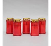 Church Supply 5 Pack of 5 Red Unscented Memorial Candles - Approx 46 Hour Burn Time - Golden Lid - Outdoor Use