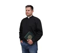 Church Supply Black Clerical Roman Shirt - Long Sleeve - Tonsure Neck