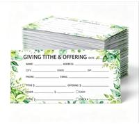 Church Tithe and Offering Envelope, 200 Pcs 3.2×6.3 Inch Watercolor Green Leaf for Donations, Tithing, Cash & Check Giving Record