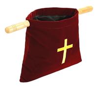 Church Tithe Offering Bag with Wooden Handles, Religious Offering Pouch Church Collection Bag Offering Baskets for Churches Communion Supplies