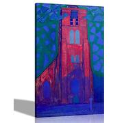 Church Tower in Domburg by Piet Mondrian Canvas Prints Framed Wall Art Poster Pictures Artwork Home Work Livingroom 30 x 40cm (12 x 16 inches)