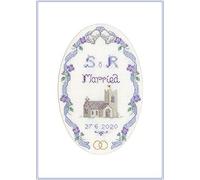 Church Wedding Card with Clear Colour Chart - Complete Cross Stitch kit on 14 Ivory aida