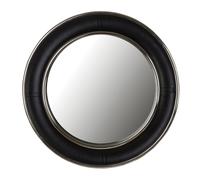 Churchill Black Genuine Leather Wide Rim Wall Mirror Interiors by Premier Black One Size