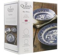 Churchill Blue Willow Dinner Plates Salad Plates and Coupe Bowls 12 Piece Dinnerware Set 12 Piece Set