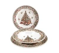 Churchill Season Greetings Stone Ware 18-Piece Dinner Set, Ivory White