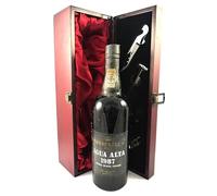 Churchill's Agua Alta Port 1987 in a silk lined wooden box with four wine accessories, 1 x 750ml