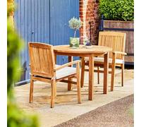Churn Outdoor Teak Table 100cm and 2 Henley Stacking Chairs