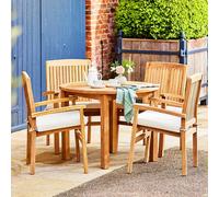 Churn Outdoor Teak Table 100cm and 4 Henley Stacking Chairs