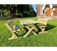Churnet Valley Ashcombe Redwood Garden Table Set with 2 Benches