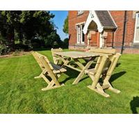 Churnet Valley Ashcombe Redwood Garden Table Set with 2 Chairs and 2 Benches