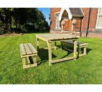 Churnet Valley Butchers Redwood Garden Table Set with 2 Benches