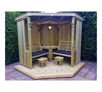 Churnet Valley Garden Furniture Ltd 4 Seasons Garden Room Corner Arbour with Decking - Assembly Incl in Brown Churnet Valley Garden Furniture Ltd Brown