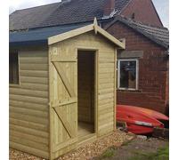 Churnet Valley Garden Furniture Ltd 8 x 6 Feet Apex Shed - Pressure Treated Timber - L182 x W244 x H240 cm in Brown Churnet Valley Garden Furniture Ltd Brown