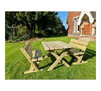 Churnet Valley Garden Furniture Ltd Ashcombe Table Set - Sits 4 - Set of Waterproof Cushions Included in Brown Churnet Valley Garden Furniture Ltd Brown