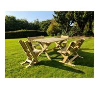 Churnet Valley Garden Furniture Ltd Ashcome Table Set Sits 6 Including 2 Bench And 4 Chairs - L120 X W93 X H77 Cm - Set Of Waterproof Cushions Included