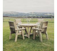 Churnet Valley Garden Furniture Ltd Churnet Valley 4-Seater Ergo Round Dining Set - Handmade Wooden Garden Furniture