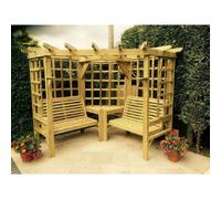Churnet Valley Garden Furniture Ltd Clementine Corner Arbour, 2 Bench & Coffee Table - Set of Cushions Inc in Brown Churnet Valley Garden Furniture Ltd Brown