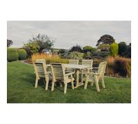 Churnet Valley Garden Furniture Ltd Clover 6 Seater Rectangular Table Set With 6 Chair - Pressure Treated Timber - Partially Assembled