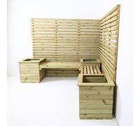 Churnet Valley Garden Furniture Ltd Corner Planter Bench with 2 Seat (6x5) Fence Panels - L50xW50xH53 cm in Light Tan Churnet Valley Garden Furniture Ltd Light Tan