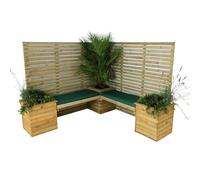 Churnet Valley Garden Furniture Ltd Corner Planter Bench with 2 Seat Panels - Set of Cushions Included in Light Tan Churnet Valley Garden Furniture Ltd Light Tan