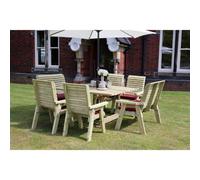 Churnet Valley Garden Furniture Ltd Ergo 8 Seater Square Table - 2 Benches, 4 Chairs - L149 X W149 X H77 Cm - Min. Assembly Required - Set Of Wp. Cushions Included