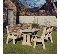Churnet Valley Garden Furniture Ltd Ergo Dining Table Bench Set - Sits 4 - Min. Assembly Required in Brown Churnet Valley Garden Furniture Ltd Brown