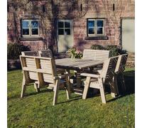 Churnet Valley Garden Furniture Ltd Ergo Square Table with 2 Bench & 4 Chairs - Min. Assembly Required in Brown Churnet Valley Garden Furniture Ltd Brown