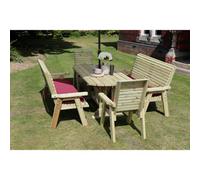 Churnet Valley Garden Furniture Ltd Ergo Table Set - Incl. 2 Bench & 2 Chair - L240 X W140 X H105 Cm - Minimal Assembly Required - Set Of Waterproof Cushions Included