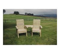 Churnet Valley Garden Furniture Ltd Ergonomic Companion Set, Wooden Love Seat - Angled - Fully Assembled in Brown Churnet Valley Garden Furniture Ltd Brown