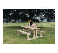 Churnet Valley Garden Furniture Ltd Lunar Picnic Table - L150 x W153 x H76 cm - Partially Assembled in Brown Churnet Valley Garden Furniture Ltd Brown