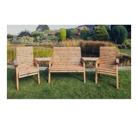 Churnet Valley Garden Furniture Ltd Valley 4 Seat Set 1X2B 2XC Angled Tray - Timber - Fully Assembled in Brown Churnet Valley Garden Furniture Ltd Brown