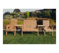 Churnet Valley Garden Furniture Ltd Valley 4 Seat Set 1X2B 2Xc Straight Tray - Timber - L100 X W310 X H95 Cm - Fully Assembled - Set Of Waterproof Cushions Included