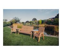 Churnet Valley Garden Furniture Ltd Valley 5 Seat Set 1X3B 2Xc Angled Tray - Timber - L100 X W290 X H95 Cm - Fully Assembled - Set Of Waterproof Cushions Included