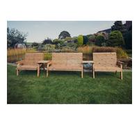 Churnet Valley Garden Furniture Ltd Valley 7 Seat Set 1X3B 2 X 2B Straight Tray - Timber - Fully Assembled in Brown Churnet Valley Garden Furniture Ltd Brown
